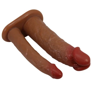 PRETTY LOVE - MANCHON DOUBLE PÃNIS YAIRON AVEC EXTENSION DE 4 CM MULÃTRE